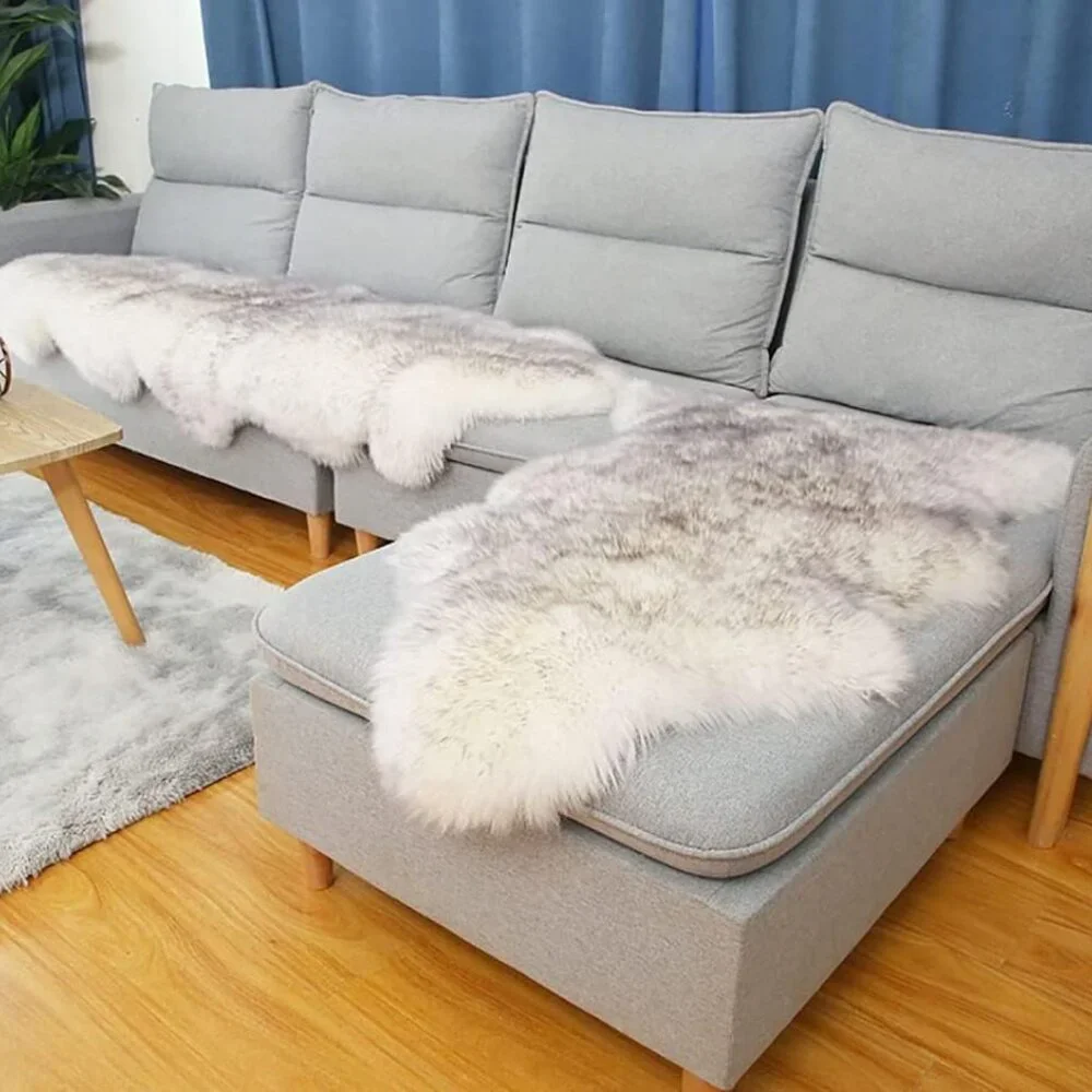 New Premium Genuine Sheepskin Rug White Grey Real Australia Sheepskin Natural